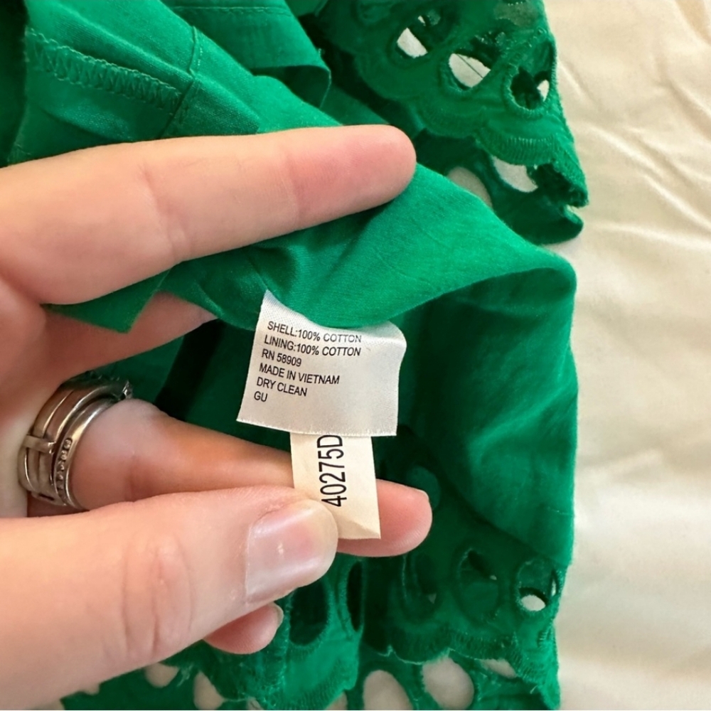 Preston & York Eyelet Lace Scallop Hem Cocktail Dress in Kelly Green Sz 14 - Picture 4 of 6